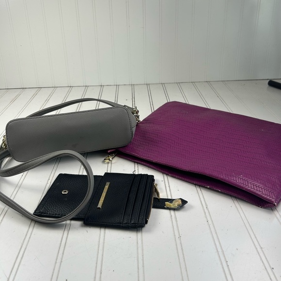 Steve Madden 3PC Handbag Set Crossbody Purse Pink Clutch Black Wallet Bundle - Picture 8 of 13